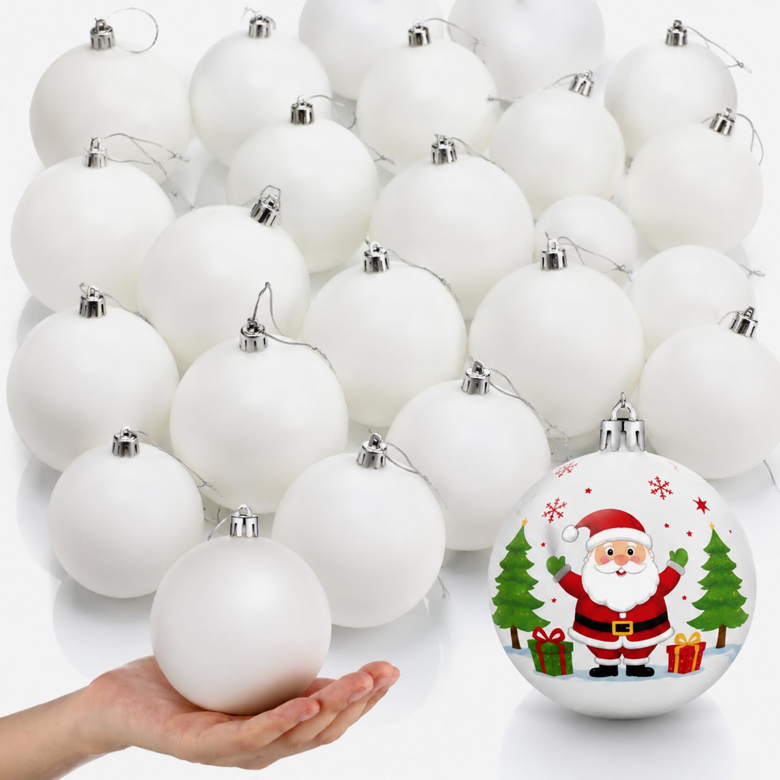 Zubebe boule vue avant blanche mate montrant un rendu propre et prêt à décorer