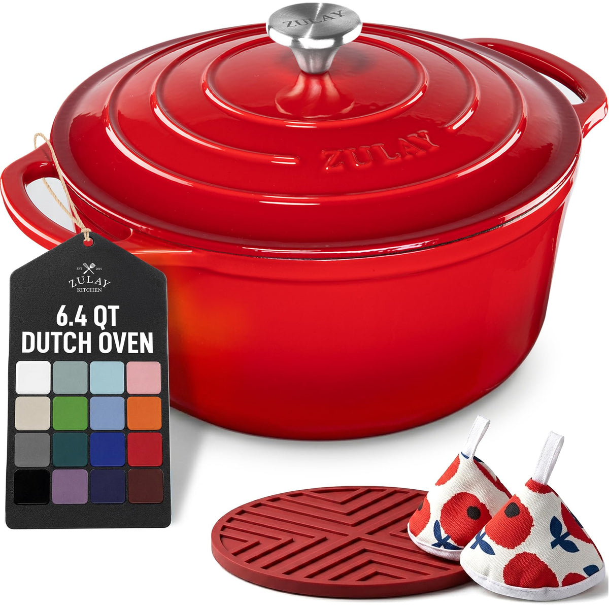 Zulay Kitchen cocotte face avant en Ablaze Red, design durable et attrayant