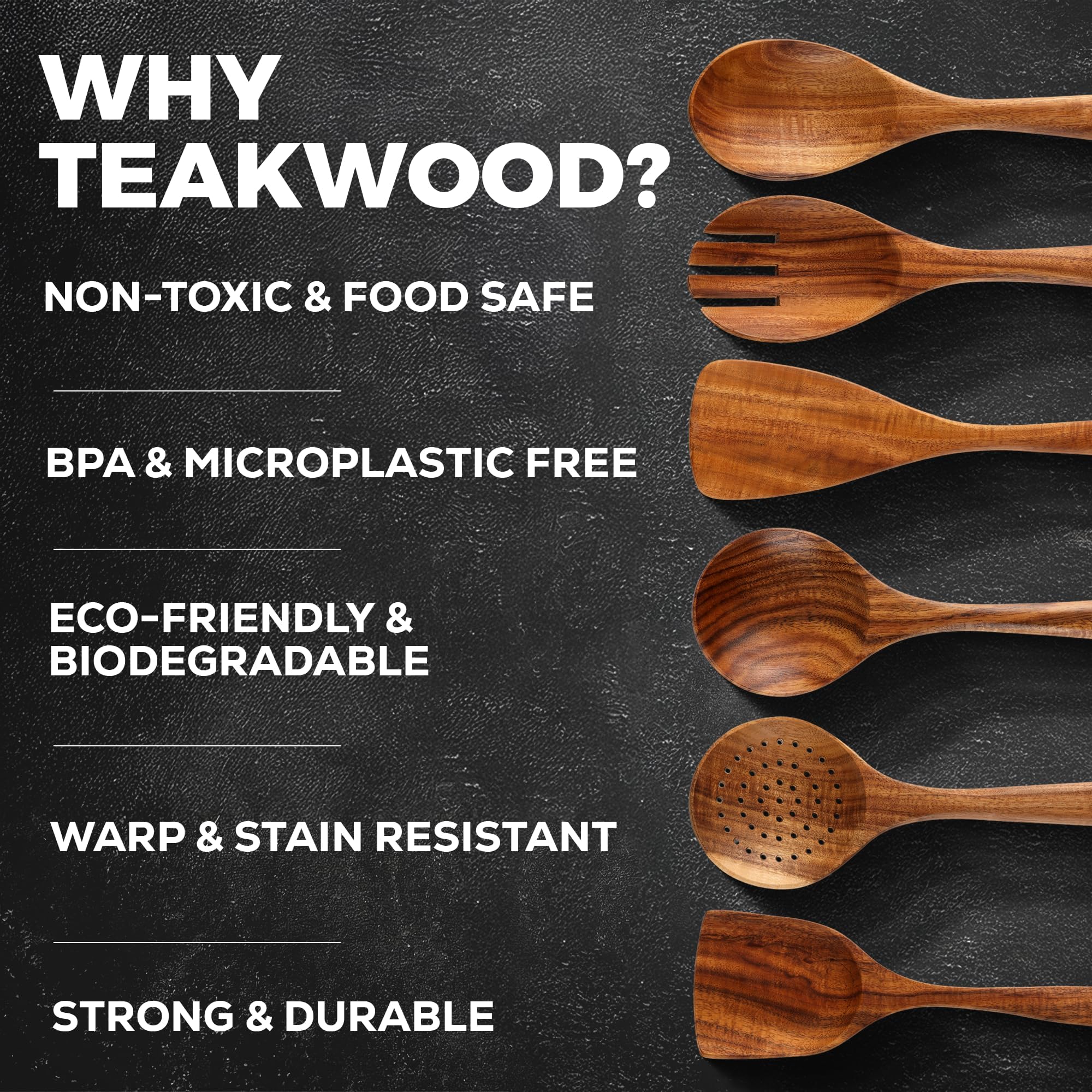 Zulay Kitchen écumoire texture bois montrant résistance et évacuation efficace