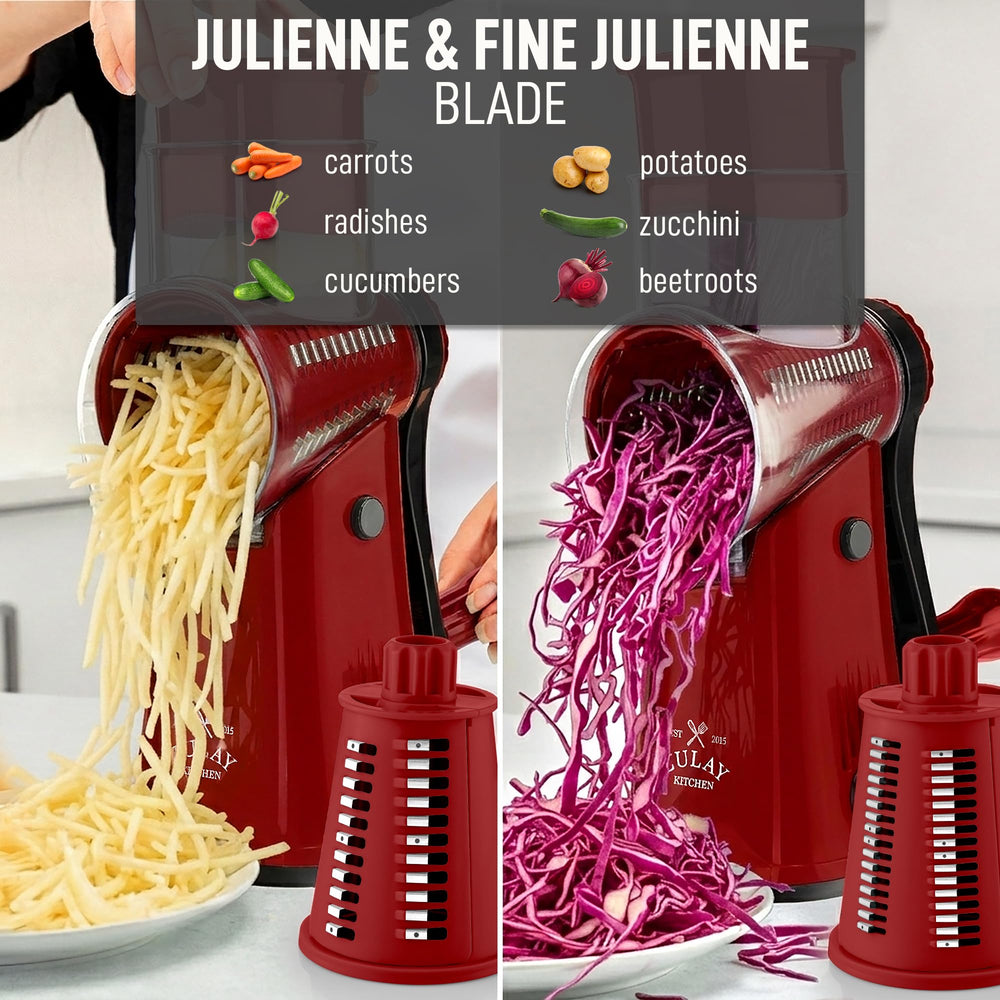 Zulay râpe en usage sur bloc de fromage pour préparation rapide