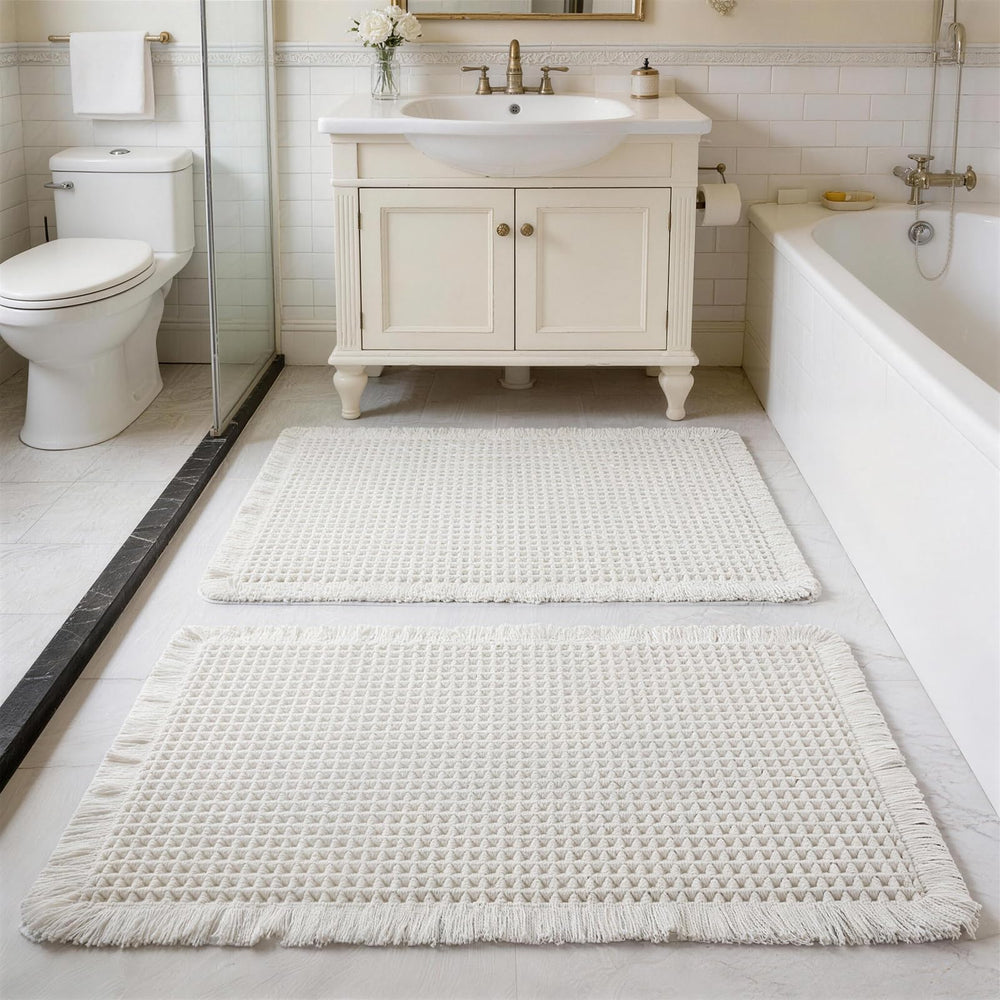 zvffdg tapis ensemble plat crème blanc montrant tailles assorties et design
