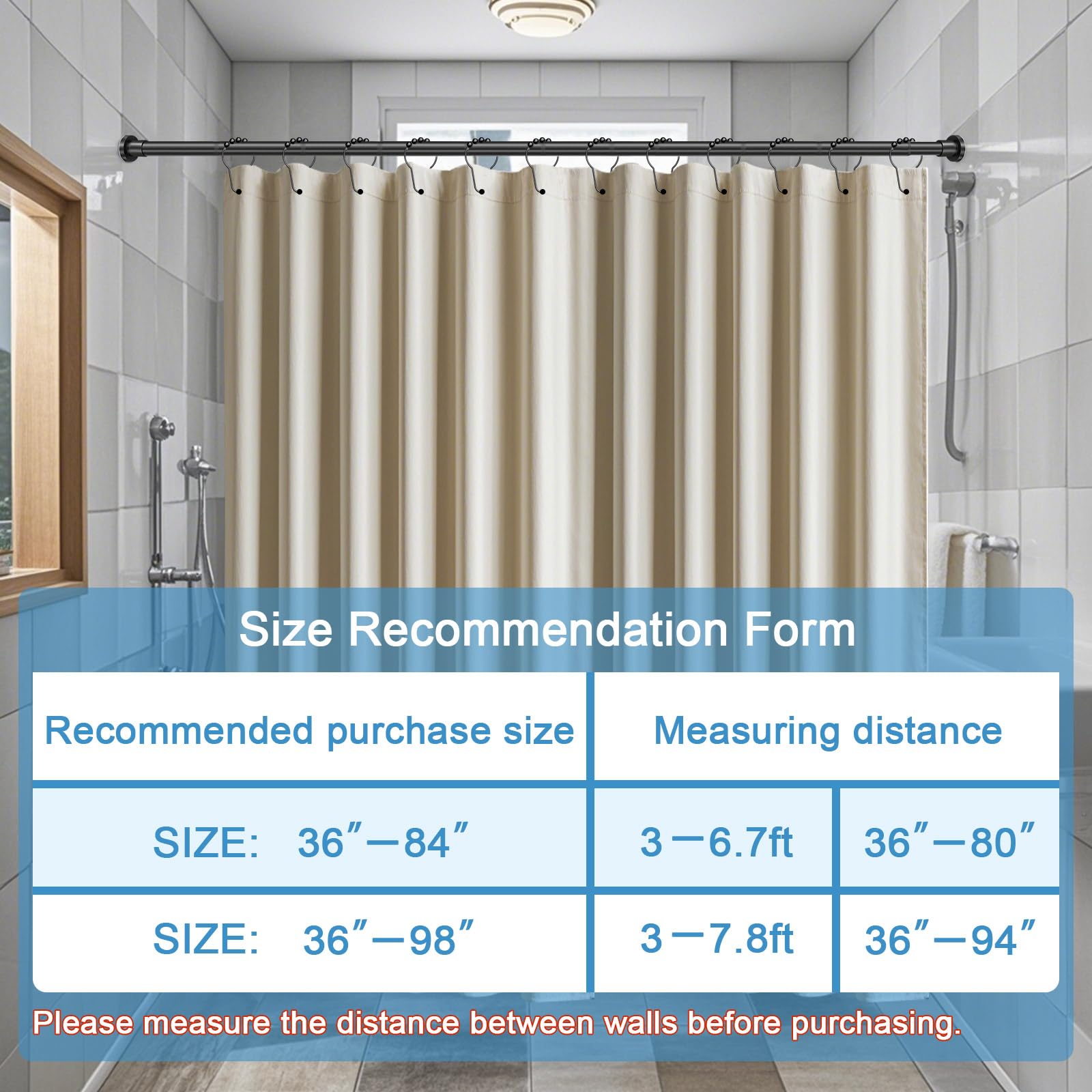 ZYRW emballage ouvert avec tringle et accessoires inclus pour installation