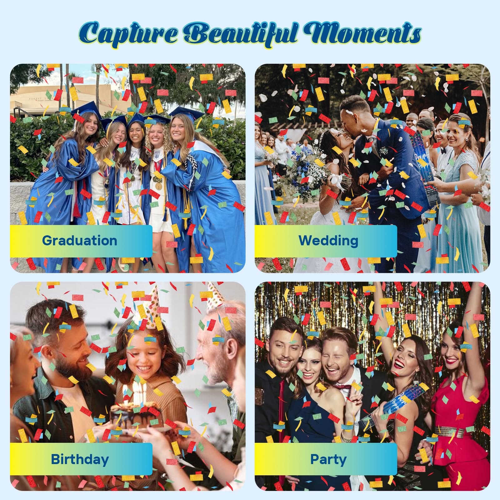 ZZPAKUE mise en scène mariage avec pluie de confettis pour photos mémorables