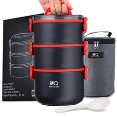 ZZQ boîte déjeuner face avant montrant l'assemblage sécurisé et gain de place